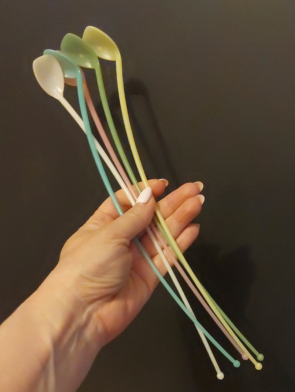 🌸5/$25 Set Of 5 Vintage 1950s Tupperware Pastel Iced Tea Spoons - 12" Long